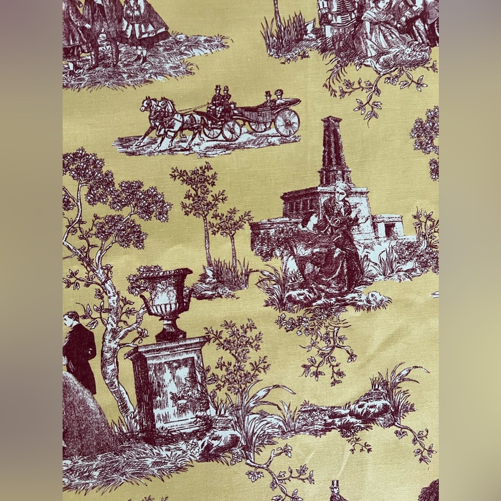 Textile Arts Fabric Horse Carriage French Country Toile Print 
204 x 55 Fabric